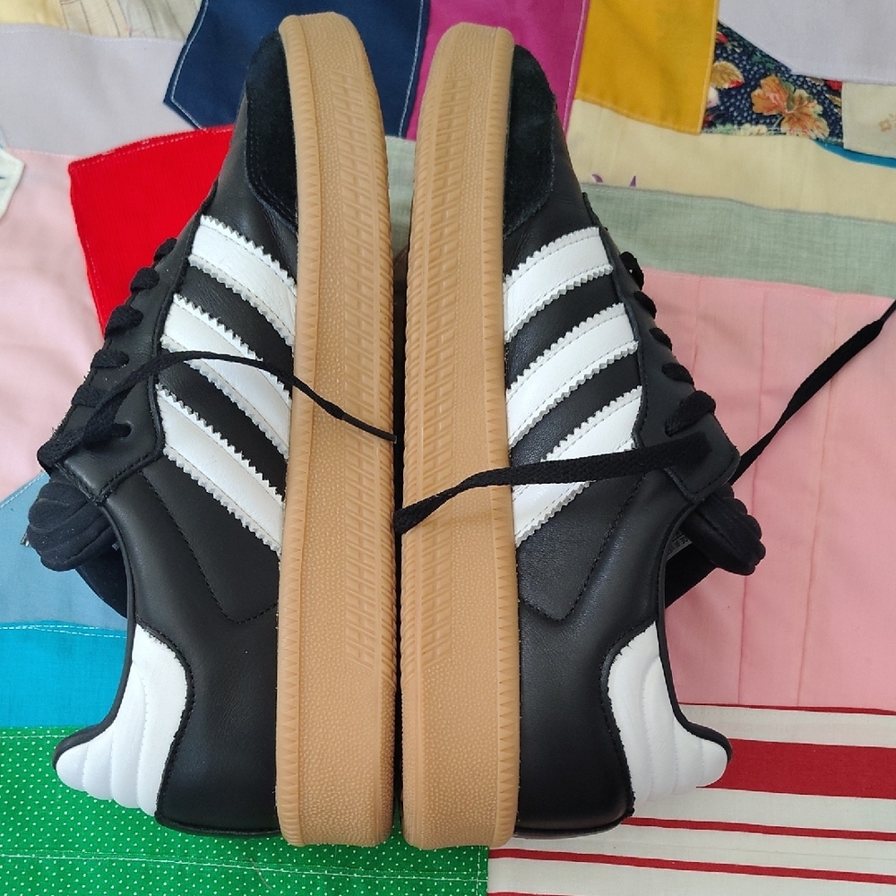 Samba XLG Sadidas Black Leather & Suede Sneakers with White Stripes and Gum Sole - Picture 6 of 11
